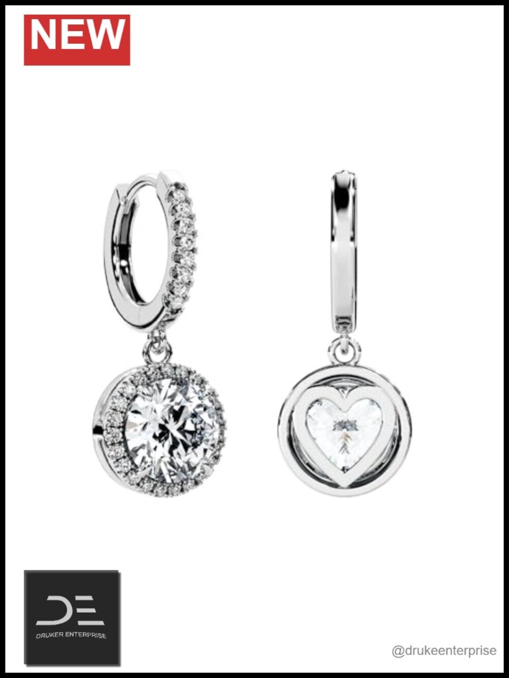 Moissanite Drop Earrings Halo Sterling Silver Rhodium Vermeil Dangle Women Gift